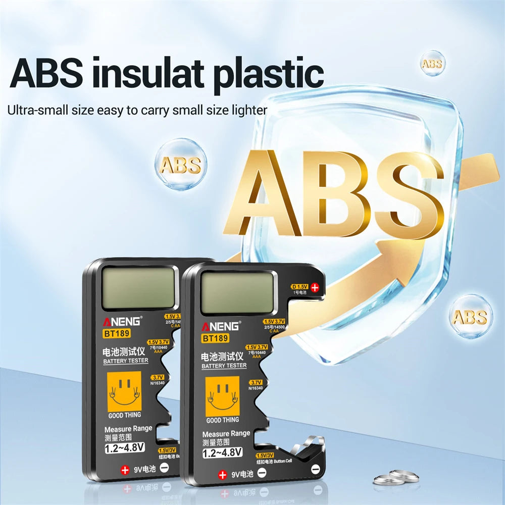 BT189 9V Battery Tester AA AAA Universal Digital Battery Tester Coin Cell Battery Tester Electricity Testing Tools