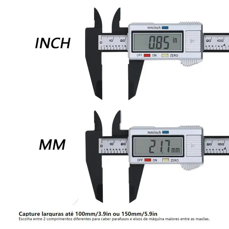 AIRAJ 150MM Vernier Caliper Plastic Digital Caliper, Inch Metric Fraction Conversion, Large LCD Display Measurement Tool