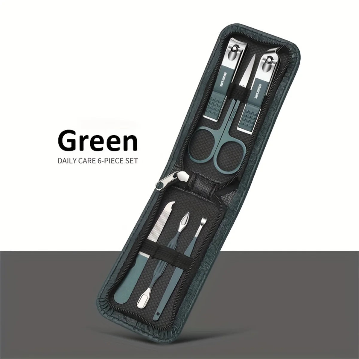 scissors set, Ear pick nail clipper tool, household nail clippers stainless steel pedicure knife,Green 6,piece set