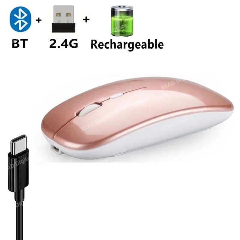 2025New Rechargeable Wireless Mouse Bluetooth-compatible 2.4GHz Dual Modes Computer Mice with Nano Receiver for PC Laptop